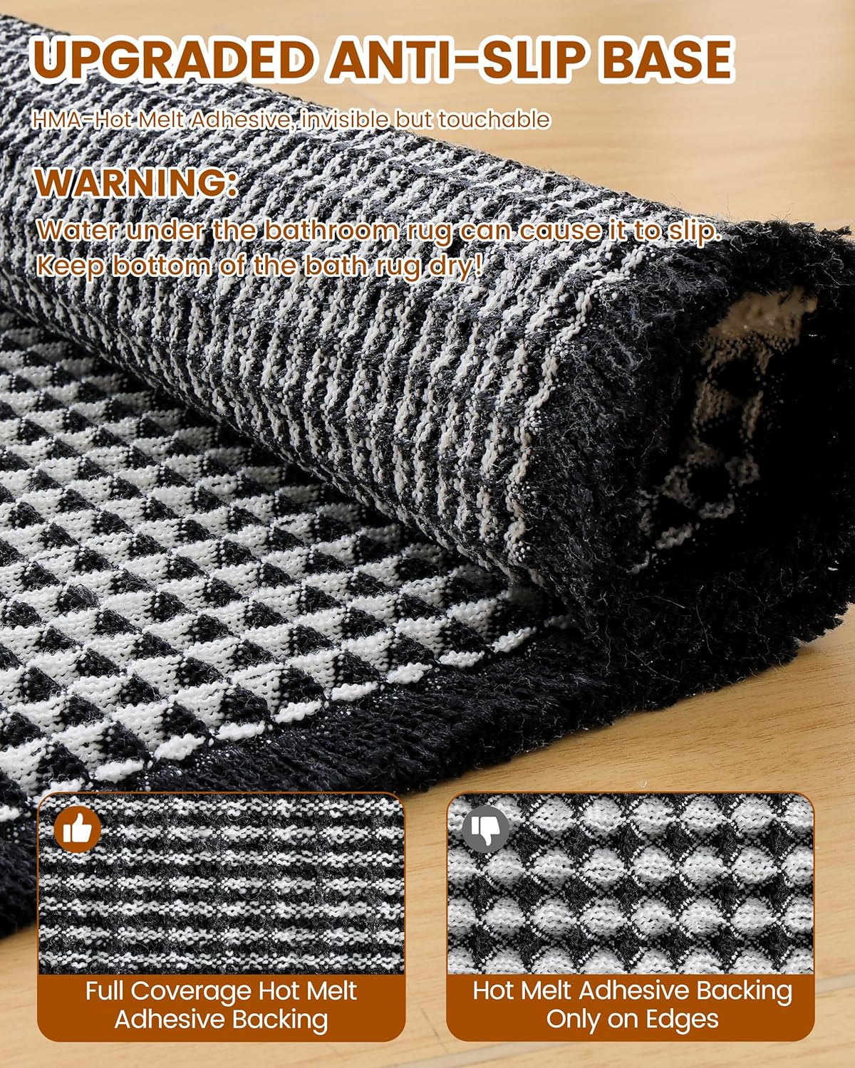 Smiry Waffle Bath Mat 30x20, Extra Soft Absorbent Bathroom Rugs, Non Slip Machine Washable Quick Dry Bath Rugs for Bathroom Floor, Tub, Shower, Home Decor Accessories, Brown