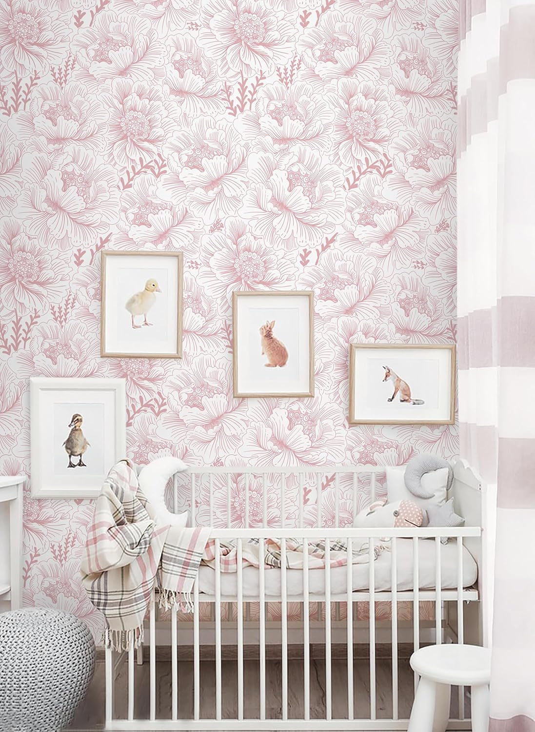 GloryTik Floral Peel and Stick Wallpaper, Removable Blue Floral Contact Paper, Self Adhesive Renter Friendly Wallpaper for Bedroom Living Room Bathroom (17.3" x 78.7")