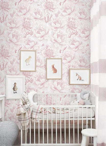 GloryTik Floral Peel and Stick Wallpaper, Removable Blue Floral Contact Paper, Self Adhesive Renter Friendly Wallpaper for Bedroom Living Room Bathroom (17.3" x 78.7")
