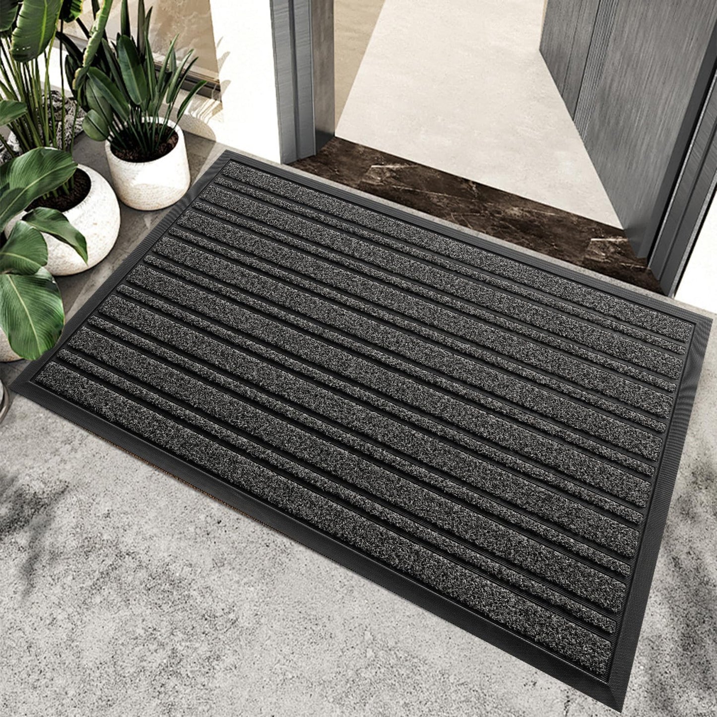 BEHERO Door Mat Outdoor Entrance, 30.5"x17" Extra Durable Front Door Mat Outside, Heavy Duty Welcome Mat for Outside Entry, Back Door Mats Non Slip, Waterproof All-Season Doormats, Yellow