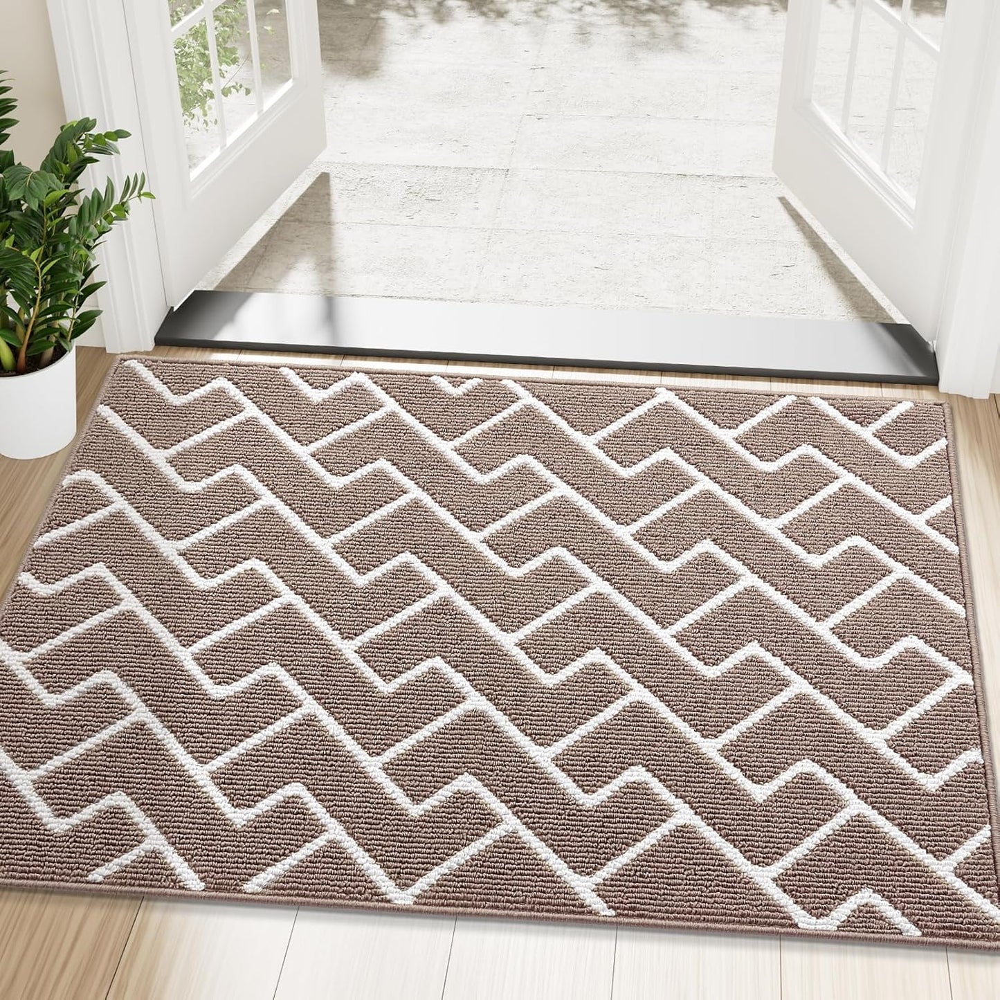 OLANLY Front Door Mat, Non-Slip Rubber Backing, Dirt Resistant and Absorbent, Washable, Easy to Clean Low-Profile Indoor Doormat for Back Door, Entryway, Inside Entrance, 32x20, Grey