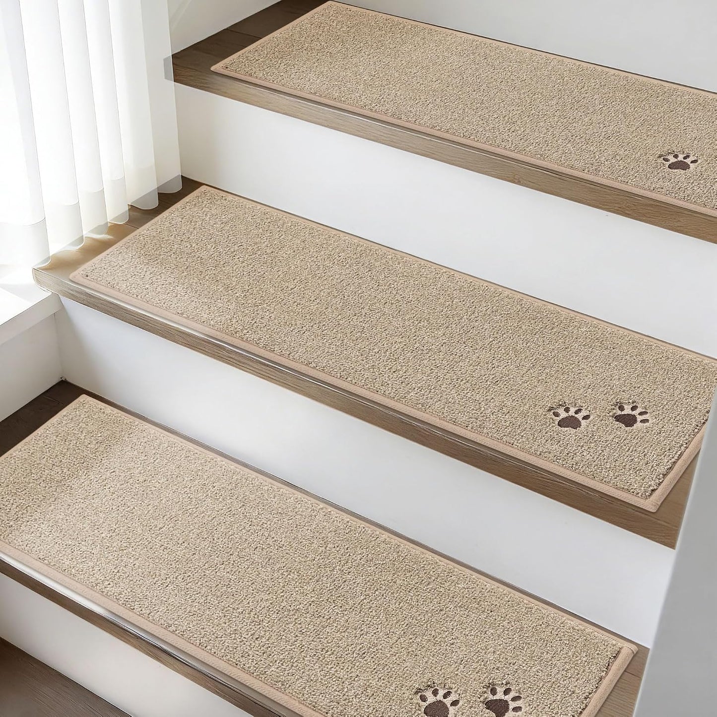 BEQHAUSE Stair Treads for Wooden Steps 28inX9in, Non Slip Carpet Stair Treads Indoor Stair Runners Machine Washable, Soft Stair Rugs Mat Surface Polyester TPE Backing, 4pcs, Charcoal