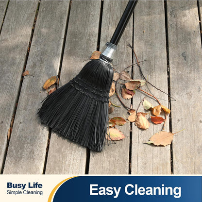 Yocada Broom Commercial Indoor Outdoor Broom 55.5 inch Tall Black | for Courtyard Garage Lobby Mall Market Floor Home Office Leaves Stone Dust Rubbish