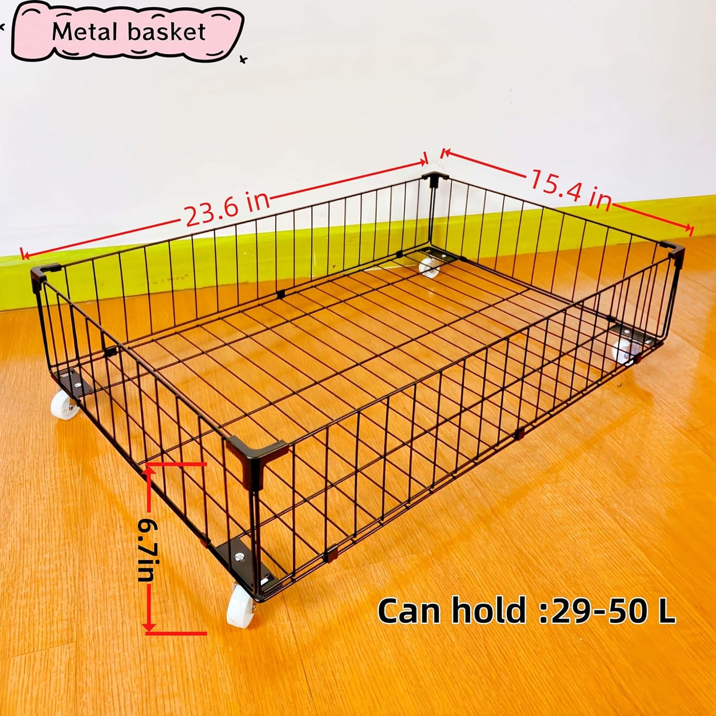 4 PACK Under bed Storage Containers With Wheels,Under bed Basket,Rolling Under Bed Drawer Organizer For Shoes Clothes Books Toys Blankets,