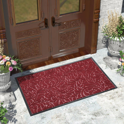 Yimobra Front Door Mat Outside Entrance, Waterproof Sturdy Retro Outdoor Mat, Heavy Duty Non-Slip Doormat for Garage Patio Entryway Indoor, Easy Clean, 29.5x17, Grey