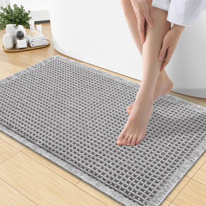 Smiry Waffle Bath Mat 30x20, Extra Soft Absorbent Bathroom Rugs, Non Slip Machine Washable Quick Dry Bath Rugs for Bathroom Floor, Tub, Shower, Home Decor Accessories, Brown