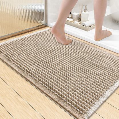 Smiry Waffle Bath Mat 30x20, Extra Soft Absorbent Bathroom Rugs, Non Slip Machine Washable Quick Dry Bath Rugs for Bathroom Floor, Tub, Shower, Home Decor Accessories, Brown