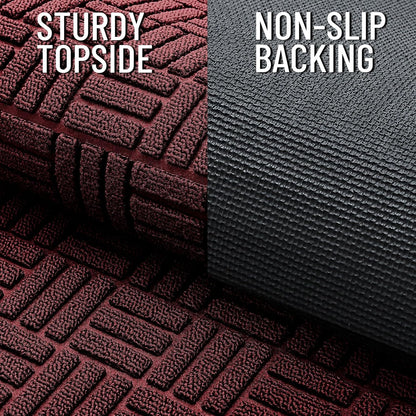 OLANLY Front Door Mat Outside Entrance 29.5x17, Absorbent, Heavy Duty Sturdy Natural Rubber Doormat Indoor Outdoor, Stain and Fade Resistant, Non-Slip Backing Low Profile Floor Mat for Entryway, Grey