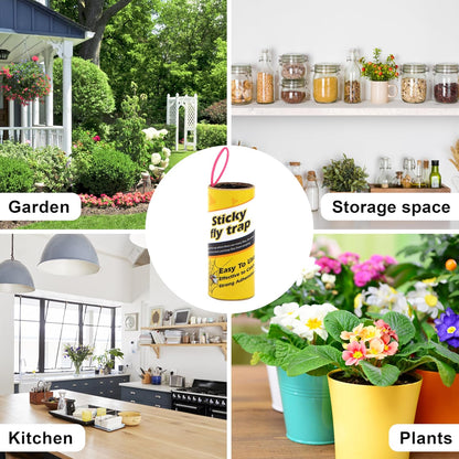 16 Pack Fruit Fly Traps for Indoors, Fly Traps Outdoor, gnat Traps for House Indoor, Fly Strips Tape Killer Catcher Paper Ribbon, Flying Insect Trap for Bug, Gnat, Insect, Mosquito