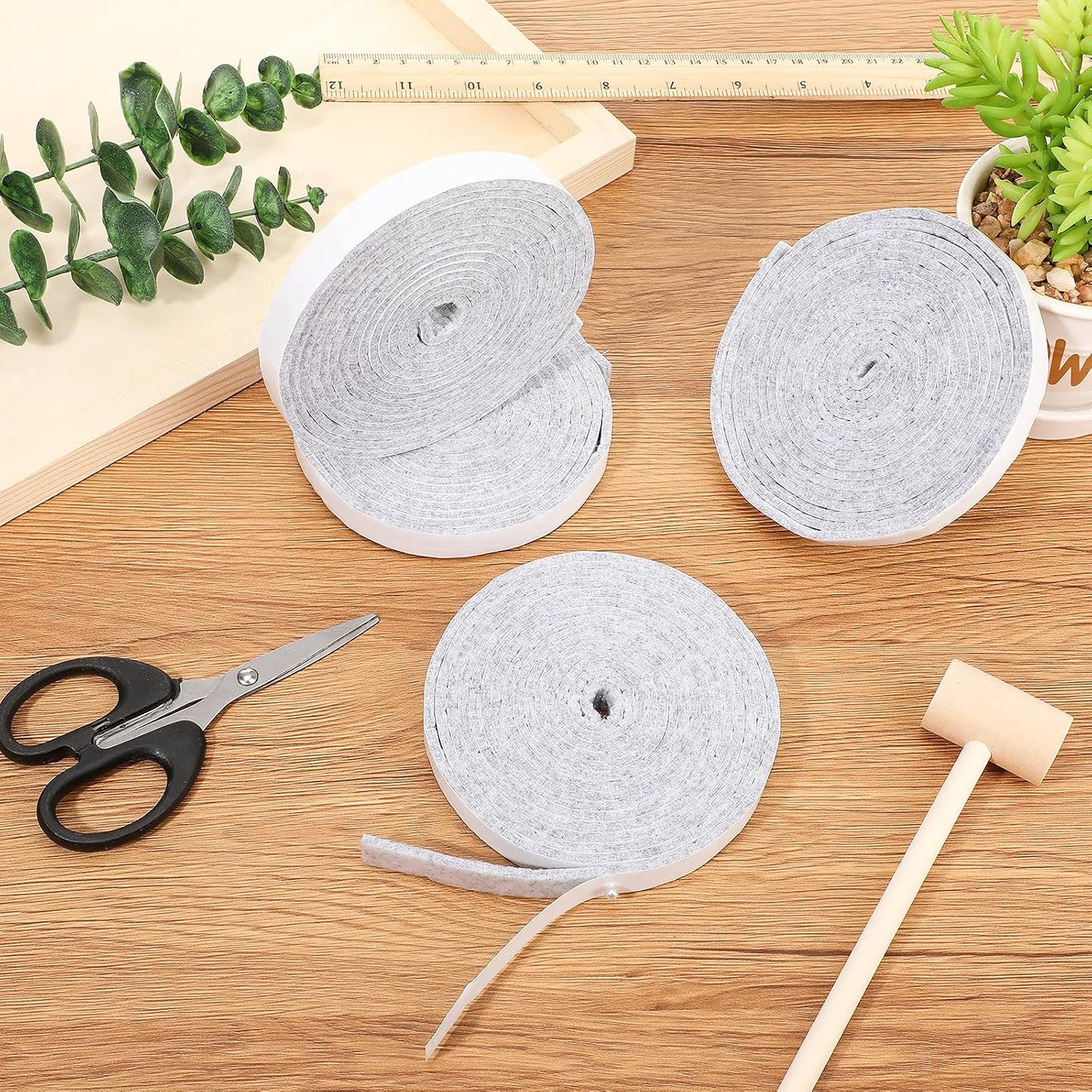 Zonon 4 Rolls 120 Inch Felt Strip with Adhesive Backing Felt Tapes Furniture Strip Rolls Self Stick Heavy Duty Polyester for Protecting Furniture and DIY Adhesive(Black,0.5 Inch)