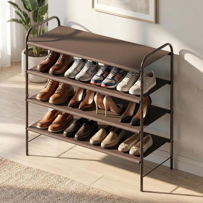 Simple Houseware 3-Tier Shoe Rack Storage Organizer, Grey – Space-Saving Shoe Shelf, Holds 9–16 Pairs, Sturdy Metal Frame, Easy Assembly – Closet, Entryway, Bedroom Shoe Storage Solution