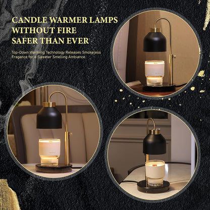 AIKUT Candle Warmer Lamp, with 2 Bulbs,Timer & Dimmer,Compatible with Large Yankee Candle Jars,3 Wick Candles,Height Adjustable Electric Top Candle Melter,White,110-120v