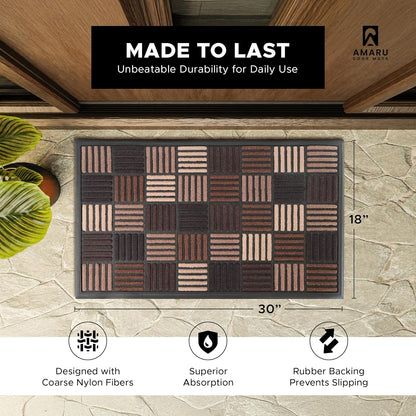 Extra Durable, Superior Absorption, Front Door Mat for Outdoor & Indoor - Welcome Mat for Entryway, Entrance, Patio, Porch - Waterproof, Non-Slip Backing, Coarse Fibers (Scales,17x29)