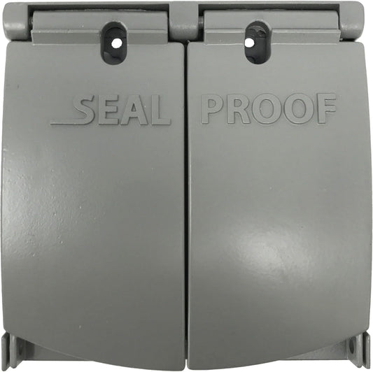 Sealproof 2-Gang Outdoor Weatherproof Metal Flat Electrical Outlet Receptacle Box Cover, Double Gang, 25-in1, UL Listed
