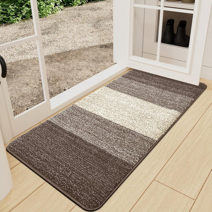 Kitinjoy Indoor Outdoor Door Mat, 32x20 Non-Slip Absorbent Dirt Trapper, Low-Profile Washable Inside Entrance Front Floor Mat, Sturdy Soft Entry Doormats for Entryway, Grey