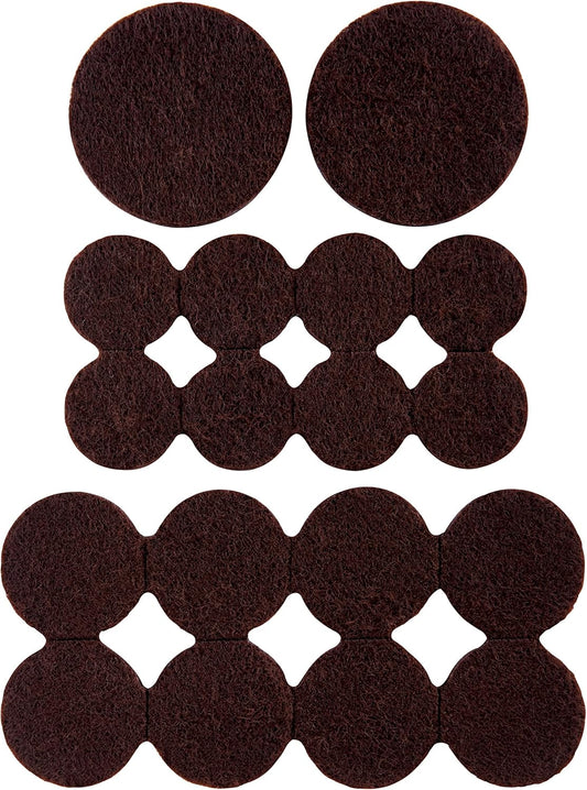 Scotch Felt Pads 162 PCS Brown, Felt Furniture Pads for Protecting Hardwood Floors, Round, Assorted Sizes Value Pack, Self-Stick design, Protecting from nicks, dents and scratches (SP847-NA)