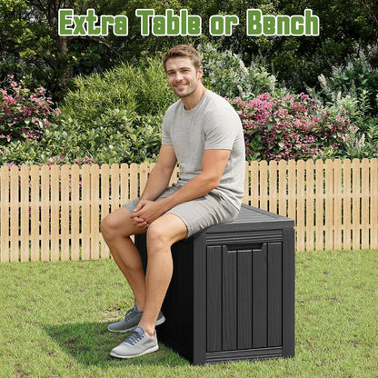 KAMABOKO 31 Gallon Outdoor Storage Box, Resin Deck Boxes Indoor and outdoor, Waterproof Storage Box Lockable Lid for Garden Tools, Package Delivery, Pool Supplies, Patio Cushions, Black