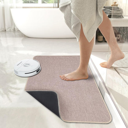 Bath Mat,Ultra Thin Bathroom Rugs,Rubber Bath Mats for Bathroom,No Slip Bath Rugs,Quick Dry,Machine Washable,Low Pile,Absorbent,Shower Outside,Sink,Home Decor Accessories.Grey,1'5"x2'3"(17x27Inch)