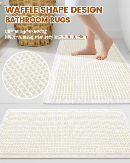 Smiry Waffle Bath Mat 30x20, Extra Soft Absorbent Bathroom Rugs, Non Slip Machine Washable Quick Dry Bath Rugs for Bathroom Floor, Tub, Shower, Home Decor Accessories, Brown