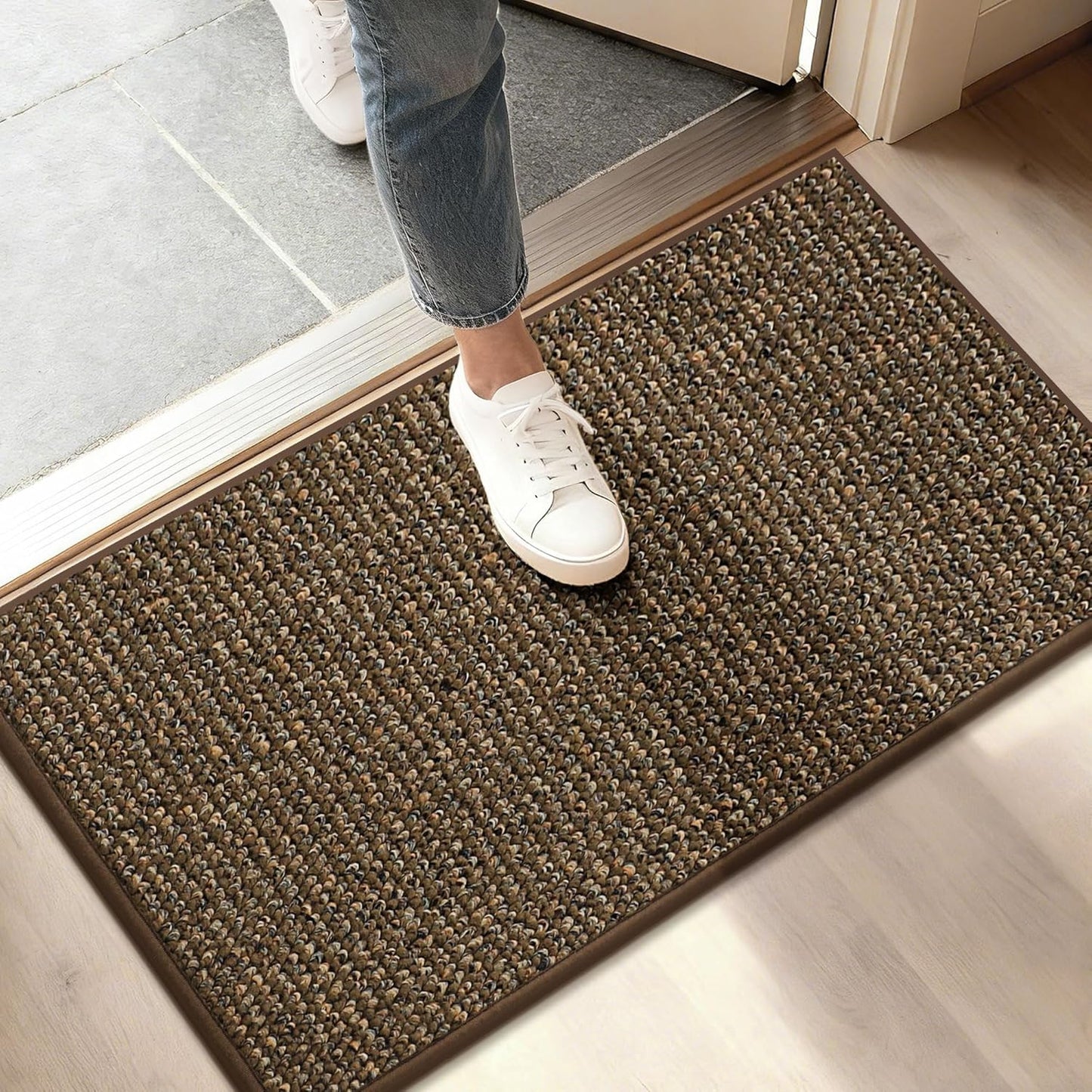 BEQHAUSE Dirt Trapper Door Mat 20" x 32", Non-Slip Washable Doormats Entrance Mat, Dirt Resistant and Absorbent Welcome Mat, Low Profile Floor Mats for Front Back Door and Entryway, Beige