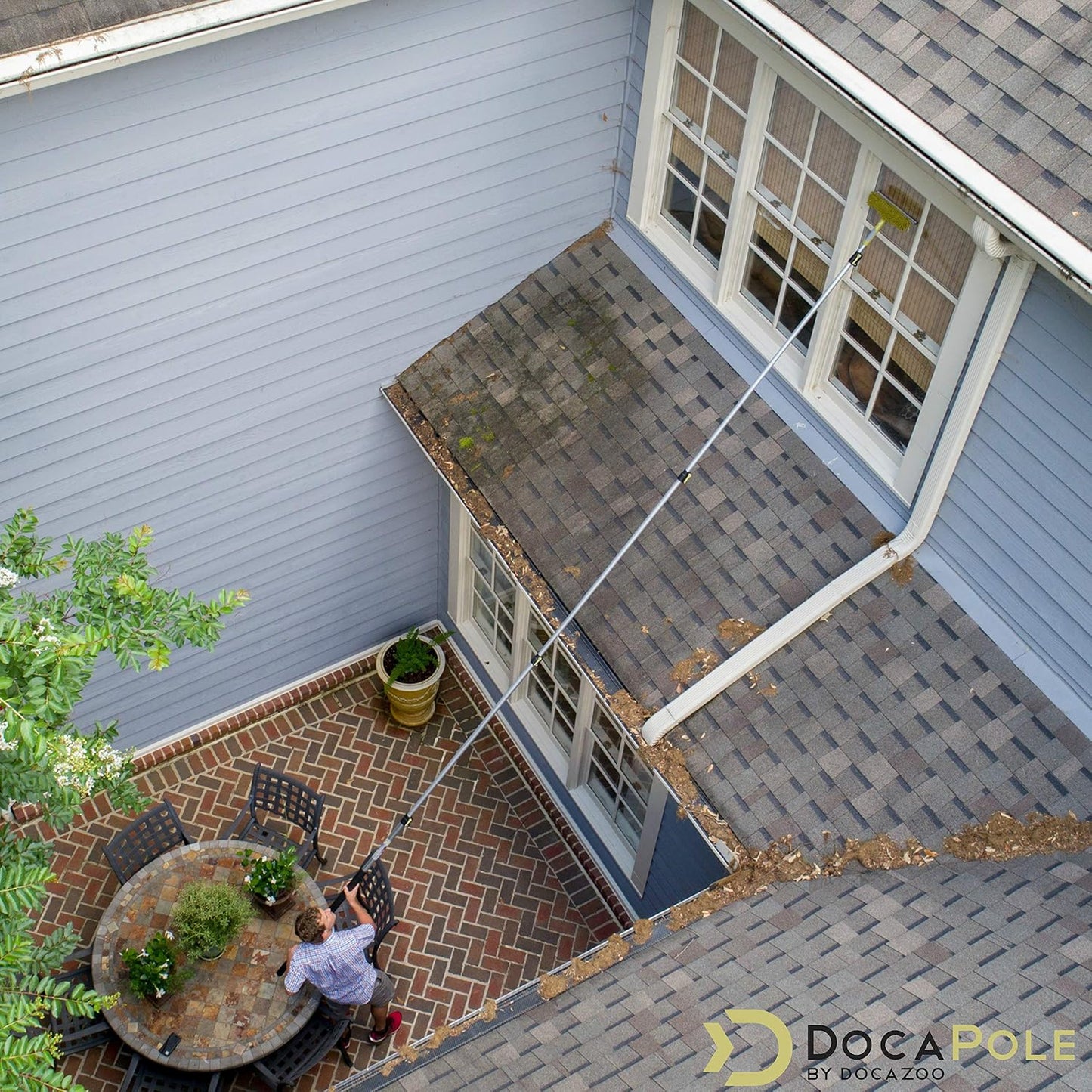 DOCAZOO DOCA Telescoping Pole 7-28 Ft - Extension Pole for Cleaning, Feather Duster, Window Washing Kit, Paint Roller, Window Squeegee - High Reach Extendable Kit for Indoor & Outdoor - Pole Only