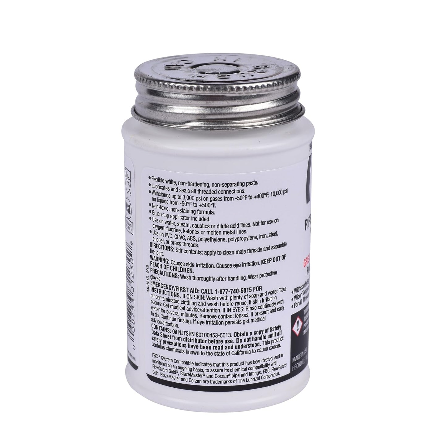 Pipe Thread Sealant 4 fl oz, Brush-Top Can, Great White Pipe Joint Compound, White, Liquid - 1 Each