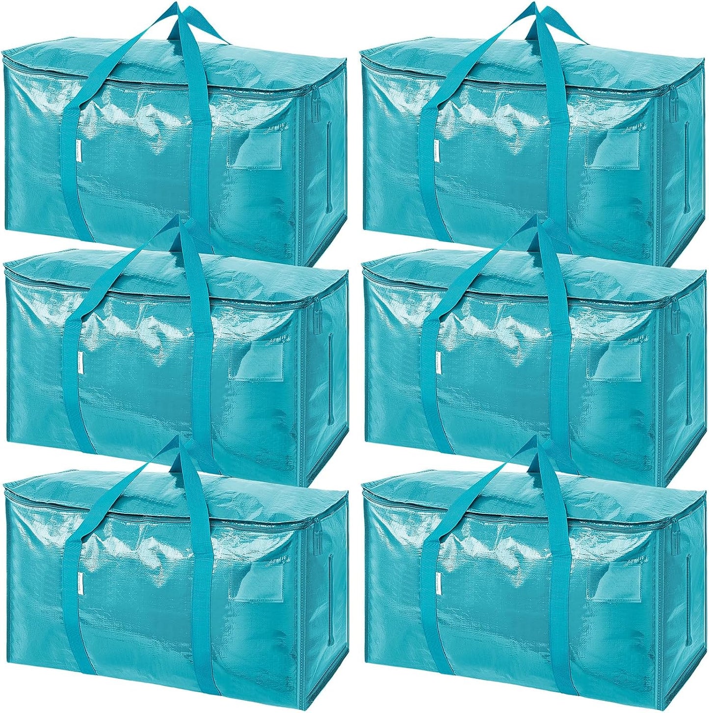 TICONN 4 Pack Extra Large Moving Bags Heavy Duty with Zippers & Carrying Handles, Durable Storage Bags Moving Boxes for Closet Organizers and Storage (4 Pack, Blue)