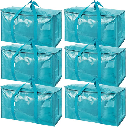 TICONN 4 Pack Extra Large Moving Bags Heavy Duty with Zippers & Carrying Handles, Durable Storage Bags Moving Boxes for Closet Organizers and Storage (4 Pack, Blue)