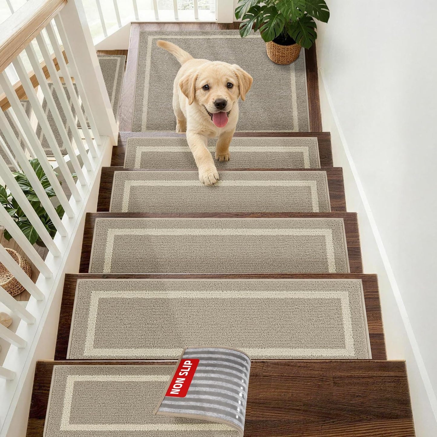 COSY HOMEER Soft Stair Treads Non-Slip Carpet Mat 28inX9in Indoor Stair Runners for Wooden Steps, Stair Rugs for Kids and Dogs, 100% Polyester TPE Backing 4pcs, Grey