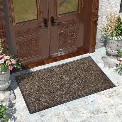 Yimobra Front Door Mat Outside Entrance, Waterproof Sturdy Retro Outdoor Mat, Heavy Duty Non-Slip Doormat for Garage Patio Entryway Indoor, Easy Clean, 29.5x17, Grey