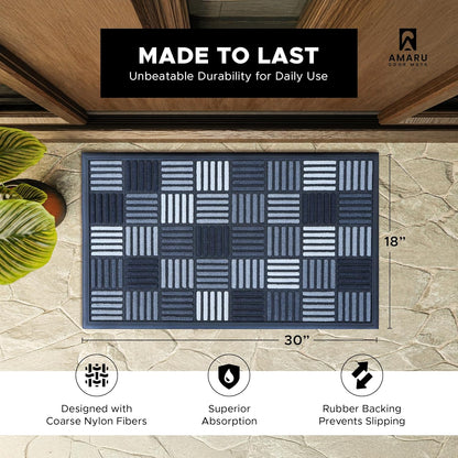 Extra Durable, Superior Absorption, Front Door Mat for Outdoor & Indoor - Welcome Mat for Entryway, Entrance, Patio, Porch - Waterproof, Non-Slip Backing, Coarse Fibers (Scales,17x29)