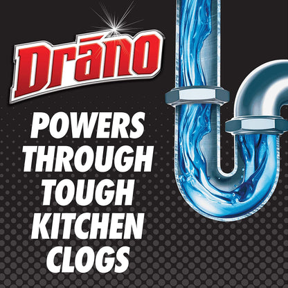 Drano Kitchen Granules Drain Clog Remover and Cleaner, Unclogs Blockage from Grease or Cooking Oil, Commercial Line, 17.6 Oz