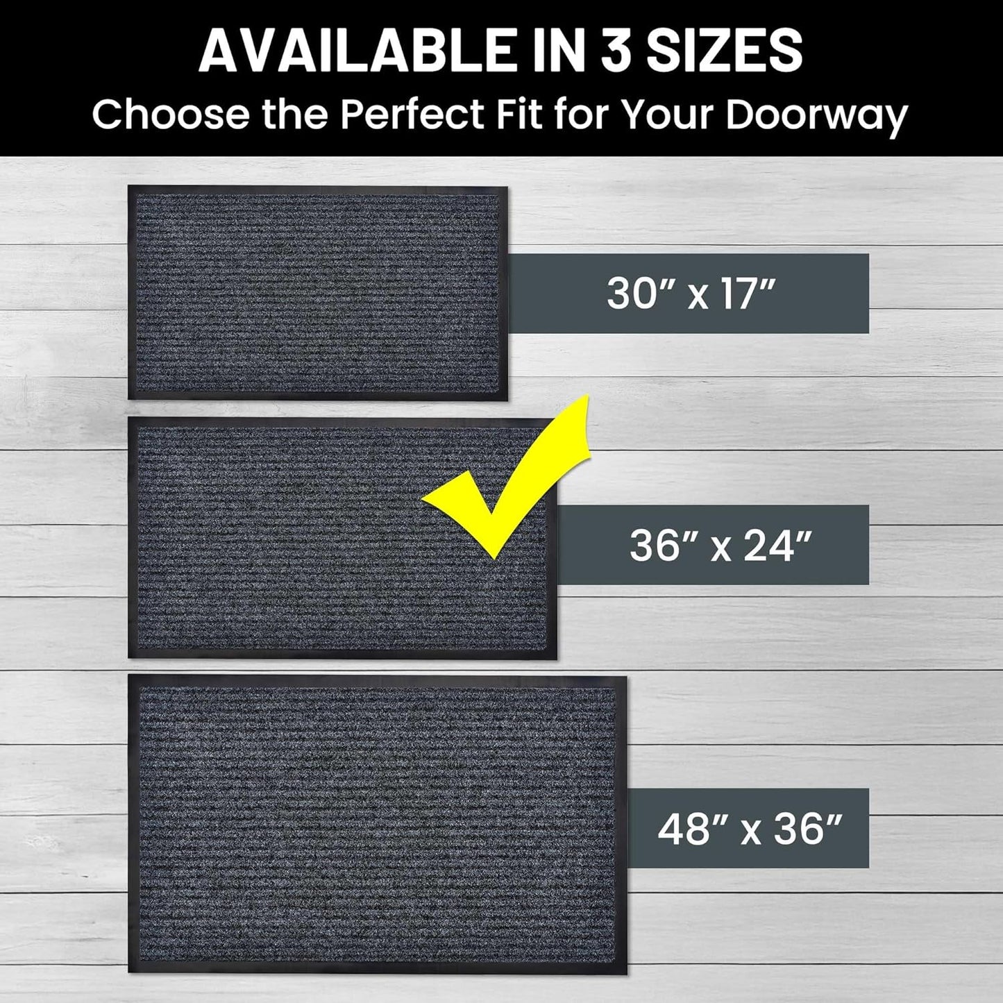 Sierra Concepts Front Door Mat Welcome Floor Mats - Entryway Indoor Outdoor Entrance Doormat, Patio, Porch, Muddy Shoe, Inside Outside Low Profile, 30x17 inches, 2-Pack Gray