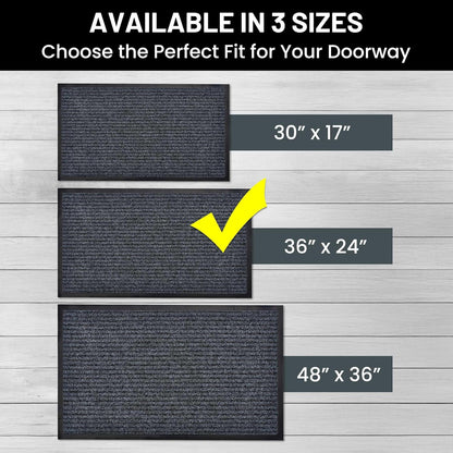 Sierra Concepts Front Door Mat Welcome Floor Mats - Entryway Indoor Outdoor Entrance Doormat, Patio, Porch, Muddy Shoe, Inside Outside Low Profile, 30x17 inches, 2-Pack Gray