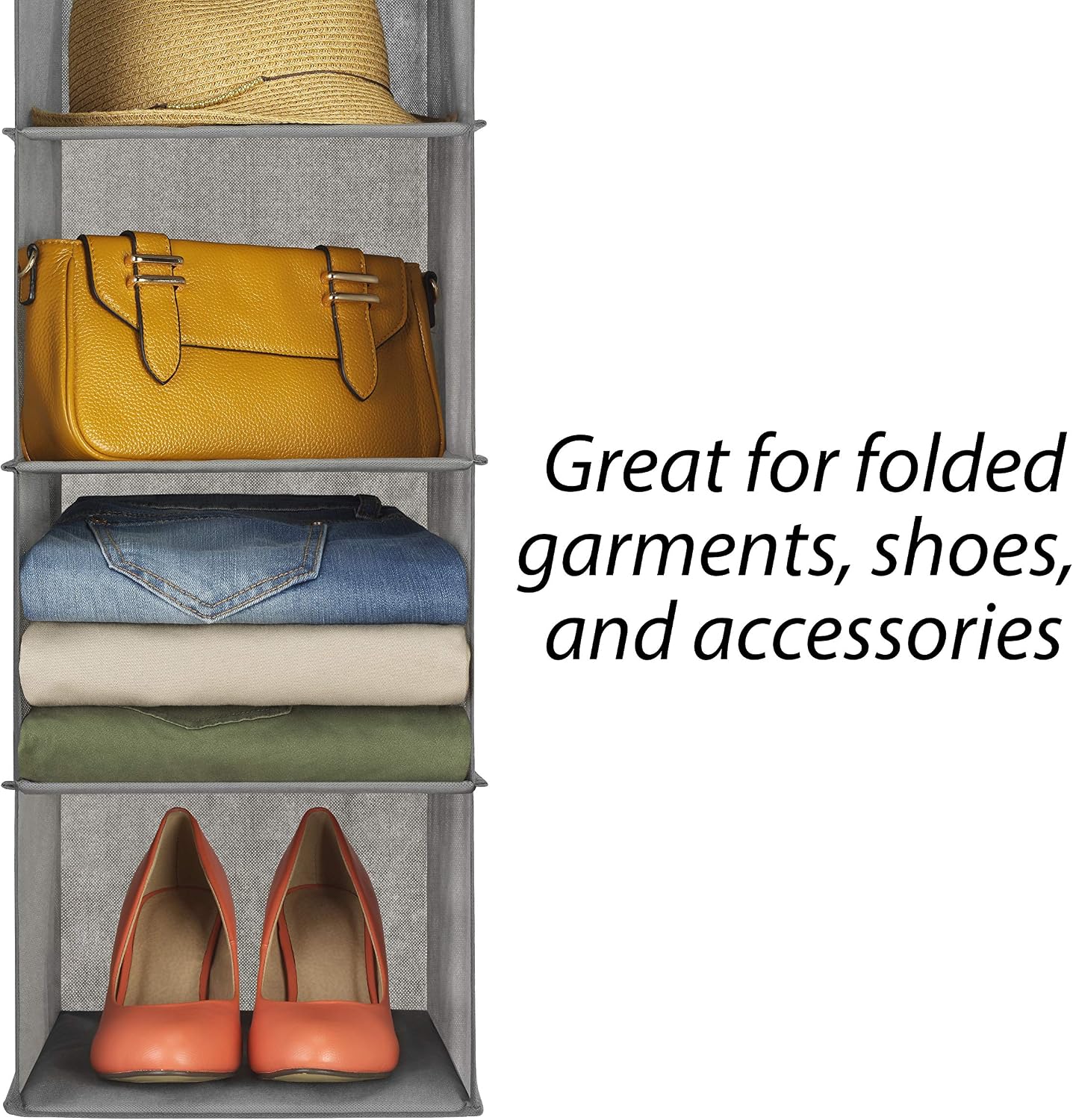 Whitmor 5 Section Closet Organizer - Hanging Shelves with Sturdy Metal Frame