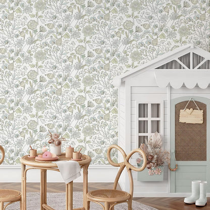 HeloHo Blue Floral Wallpaper Peel and Stick Self Adhesive Removable Wall Paper 16.1" X 118" Renter Friendly Waterproof Wallpaper Contact Paper for Furniture Living Room Bedroom Decor