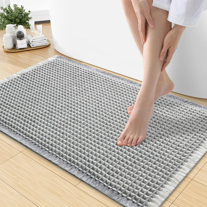 Smiry Waffle Bath Mat 30x20, Extra Soft Absorbent Bathroom Rugs, Non Slip Machine Washable Quick Dry Bath Rugs for Bathroom Floor, Tub, Shower, Home Decor Accessories, Brown