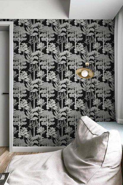 Safiyya Peel and Stick Wallpaper Beige Forest Contact Paper 17.3" x 118" Vintage Tree Wall Paper Renter Friendly Self Adhesive Removable Wallpaper for Bathroom Vinyl Off-White