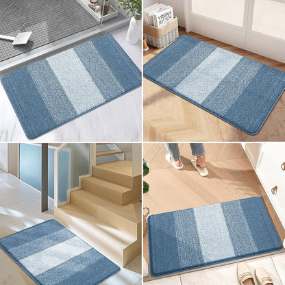 Kitinjoy Indoor Outdoor Door Mat, 32x20 Non-Slip Absorbent Dirt Trapper, Low-Profile Washable Inside Entrance Front Floor Mat, Sturdy Soft Entry Doormats for Entryway, Grey
