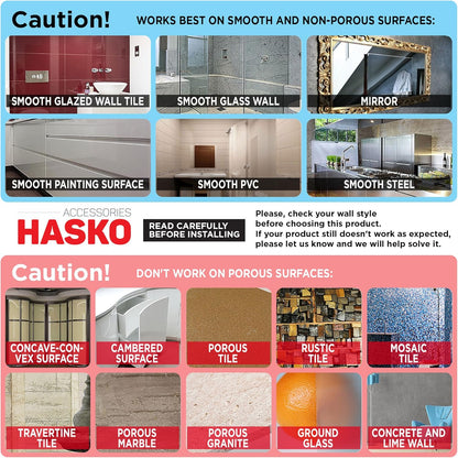 HASKO Suction Cup Hooks for Shower Wall, Removable Towel Hooks for bathrooms, Includes Optional No Drill Adhesive Mount for Inside Shower, Rustproof Stainless Steel - 2 Pack, Bronze