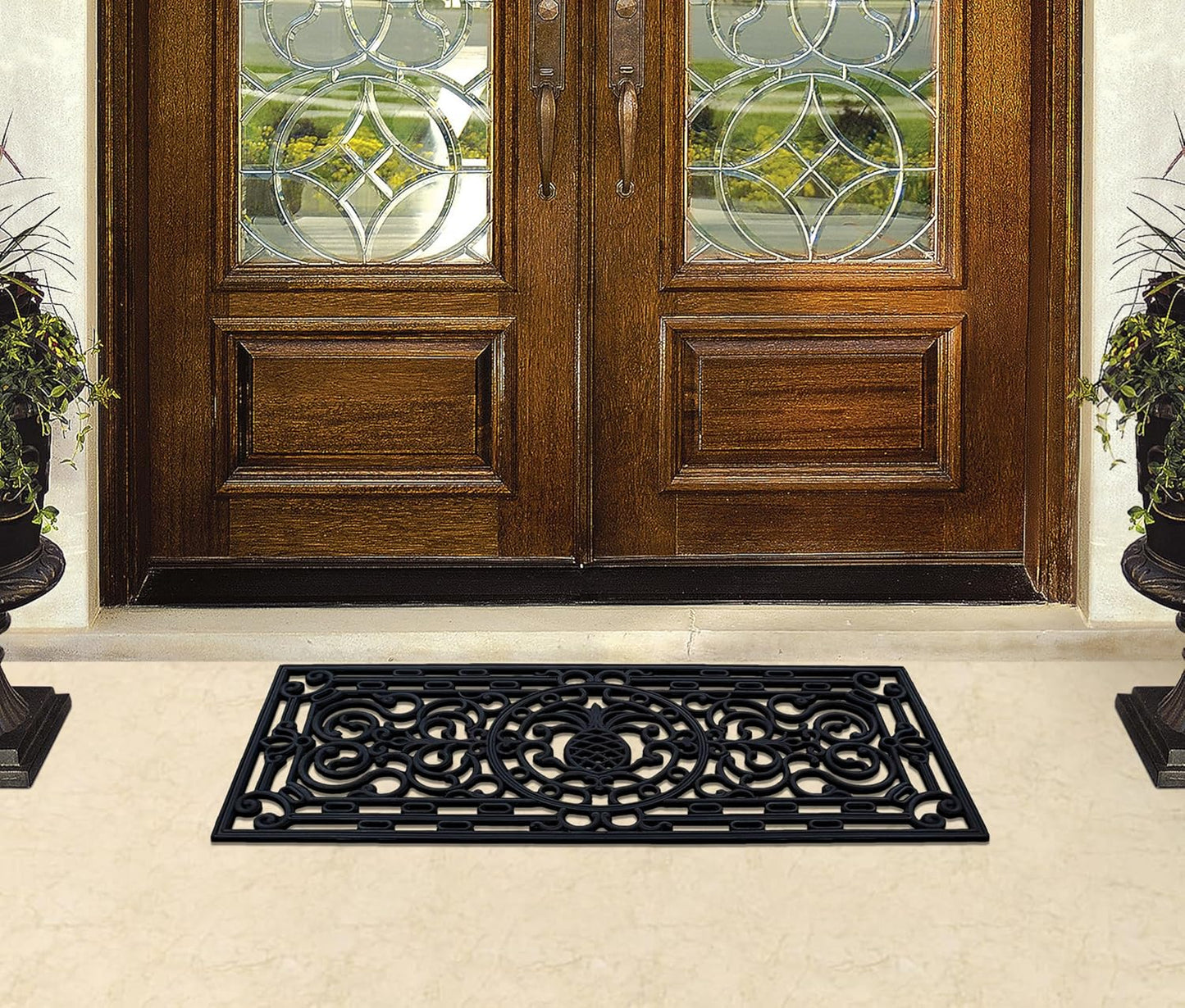 A1HC Outdoor Doormat, Natural Rubber, 18" x48”, Ideal for Outside entryway,Dirt Shoe Scraper,Heavy Duty Door mat for Indoor Outdoor,Rug Mats for Entry,Patio, Welcome Mats