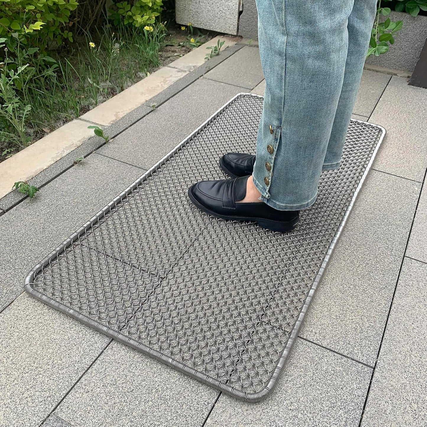 Metal Scraper Doormat, Waterproof, All Weather Heavy Duty Outdoor Entry Doormat 19.5x39.5