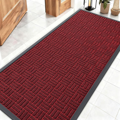 OLANLY Front Door Mat Outside Entrance 29.5x17, Absorbent, Heavy Duty Sturdy Natural Rubber Doormat Indoor Outdoor, Stain and Fade Resistant, Non-Slip Backing Low Profile Floor Mat for Entryway, Grey