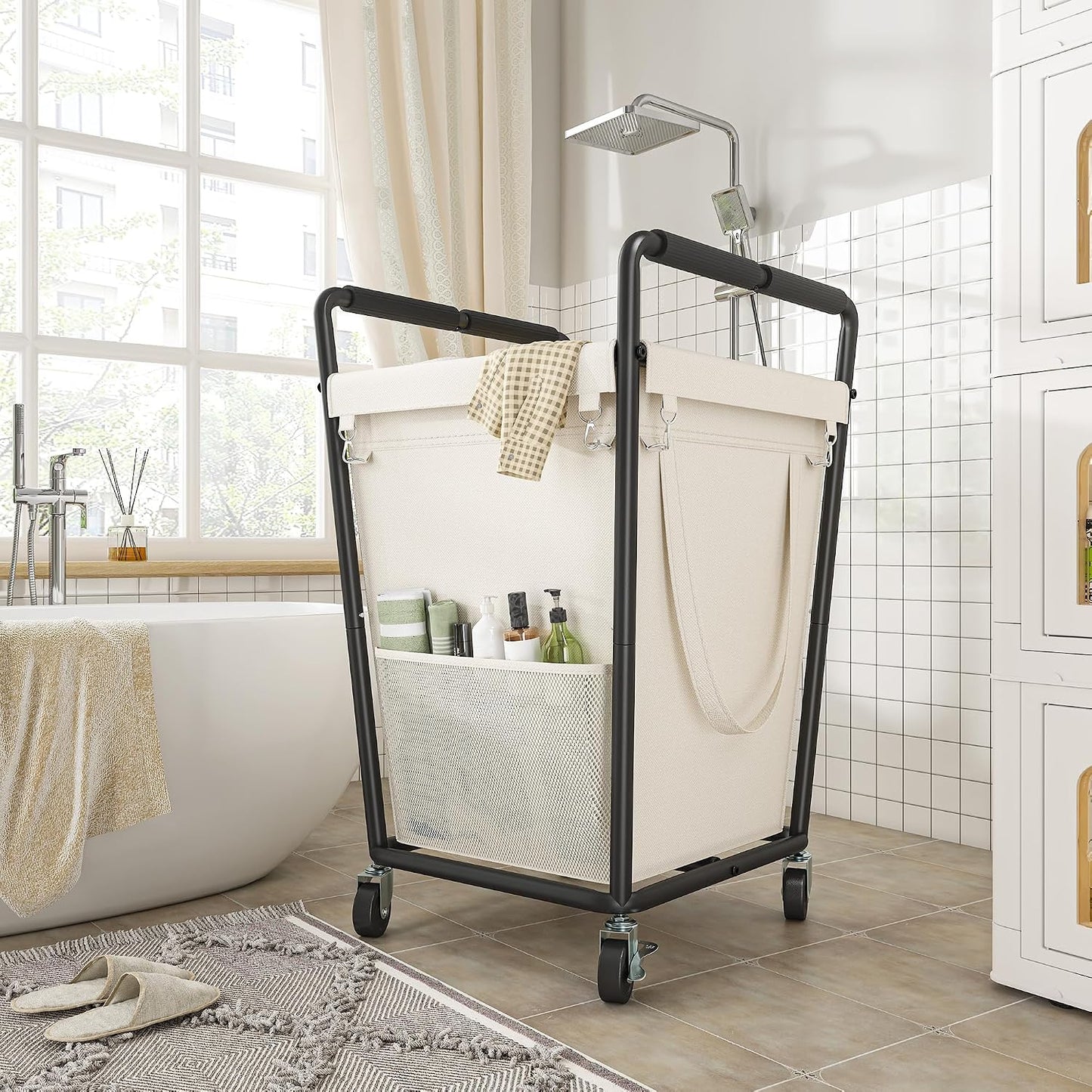 175L Laundry Hamper with Lid 3 Section, Extra Large Laundry Basket with 3 Removable Bags, 46 GAL Laundry Basket Organizer for Bedroom, Laundry Room, Dorm, Grey