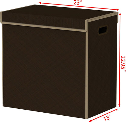 Simple Houseware Double Laundry Hamper with Lid and Removable Bags, Black