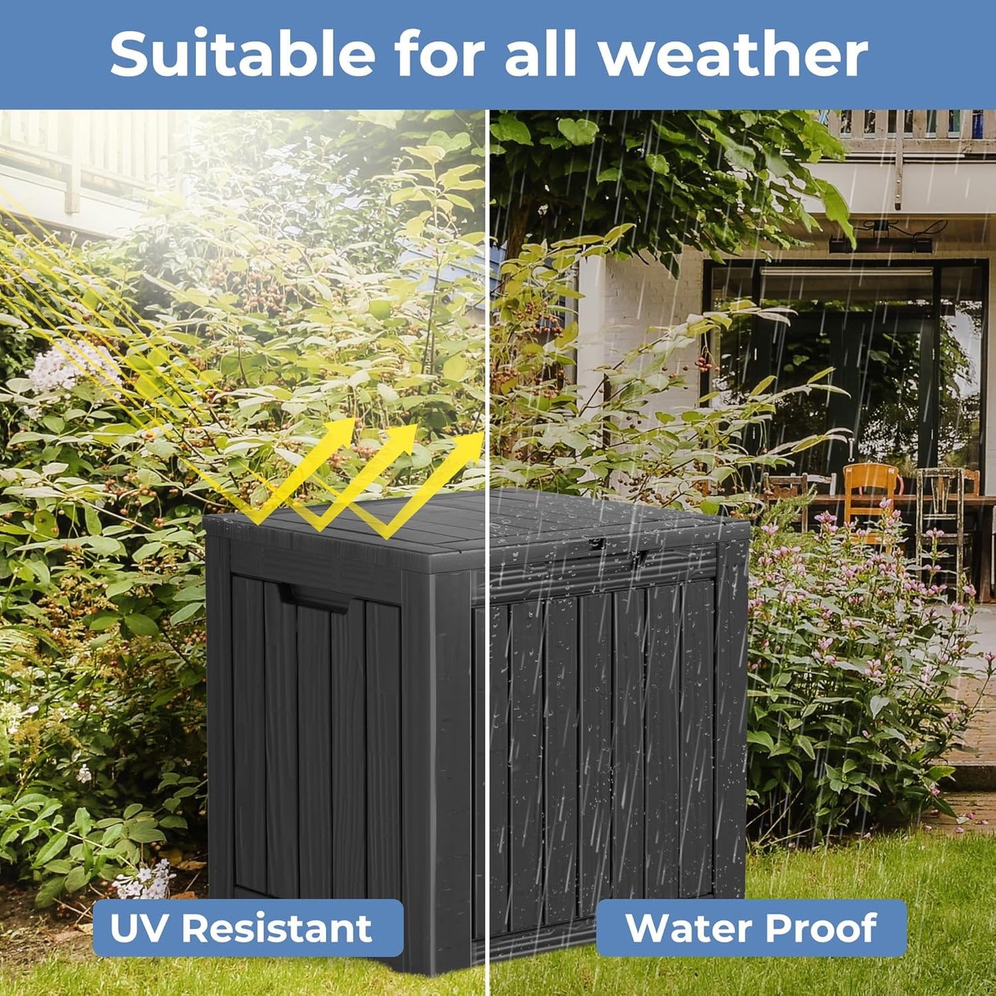 320 Gallon Outdoor Storage Box, Extra Large Waterproof Resin Deck Box with Lockable Lid Storage Bin for Patio Furniture Cushion, Garden Tools, Pool Accessories, UV-Resistant Outside, Black