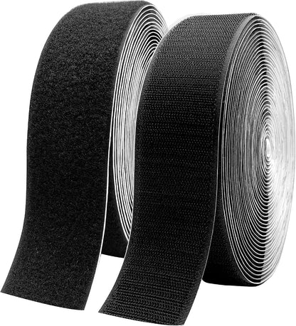 2 Inch x33 Feet Adhesive Hook and Loop Tape,Nylon Heavy Duty Tape Fasteners,Black Double Sided Self Adhesive Interlocking Tape Can Be Used to Fix Screen Window Sofa Cushions Carpet Wall Hanging