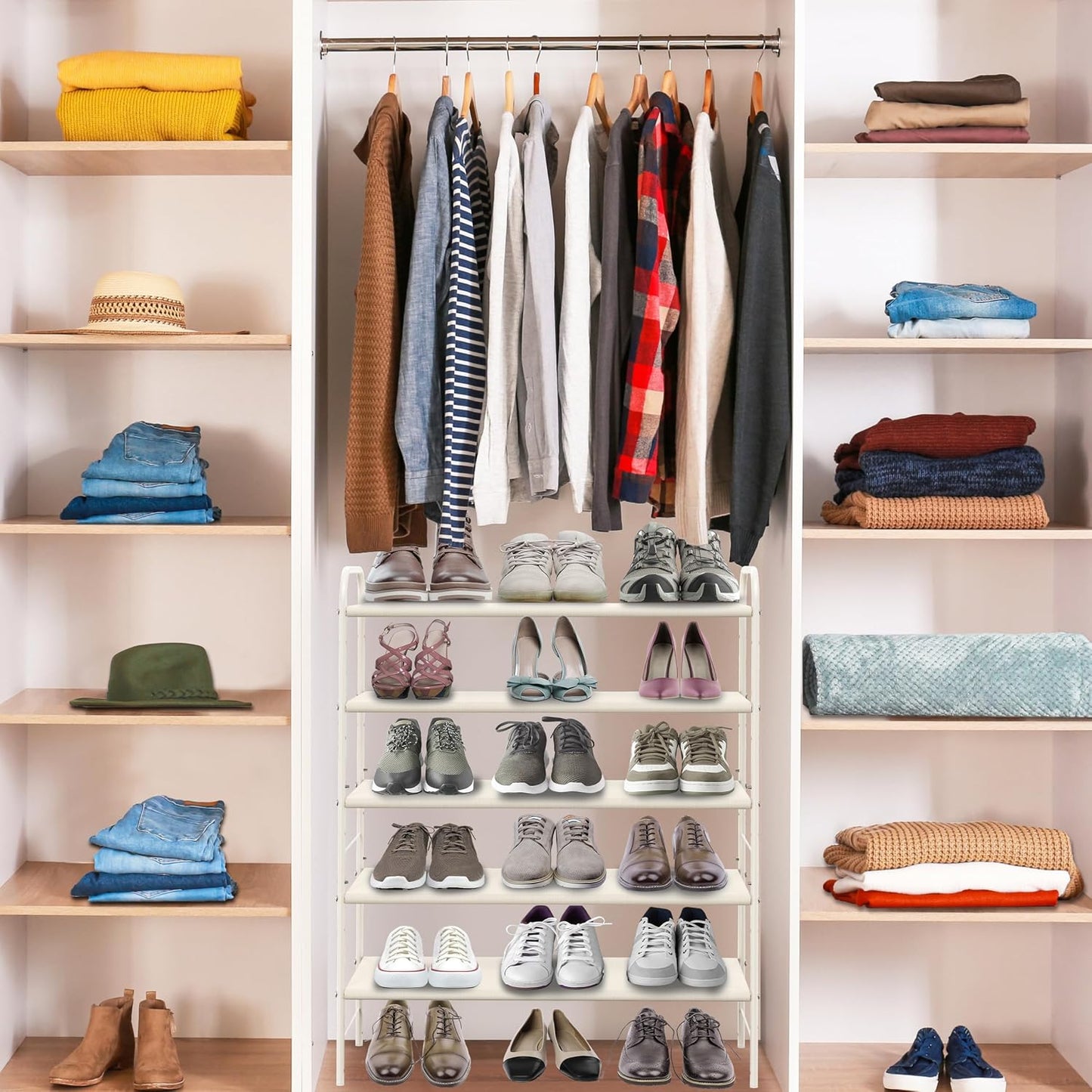 Simple Houseware 3-Tier Shoe Rack Storage Organizer, Grey – Space-Saving Shoe Shelf, Holds 9–16 Pairs, Sturdy Metal Frame, Easy Assembly – Closet, Entryway, Bedroom Shoe Storage Solution
