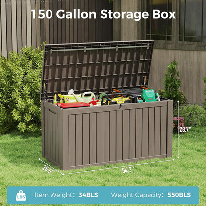 NUNU LAB Outdoor Storage Box, 45 Gallon Outside Deck Box Waterproof, Resin Outdoor Storage Cabinet With Lockable Lid, Backyard Storage Bench For Garden Tools, Patio Cushions, Pool Tools, Black