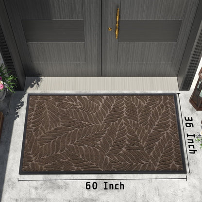 Yimobra Front Door Mat Outdoor Indoor, 29.5x17 All-Season Waterproof Door Mat Outside Entrance, All-Weather Non-Slip Outside Doormat for Garage Patio Entryway, Brown
